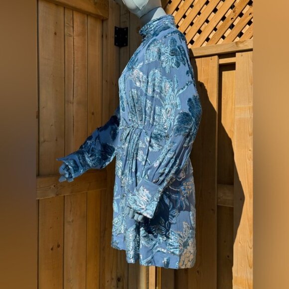 🆕 SIMKHAI 🧿 NWOT Halen Draped Velvet Mini Dress, Celestial Blue - Sz US 8 - Picture 9 of 14